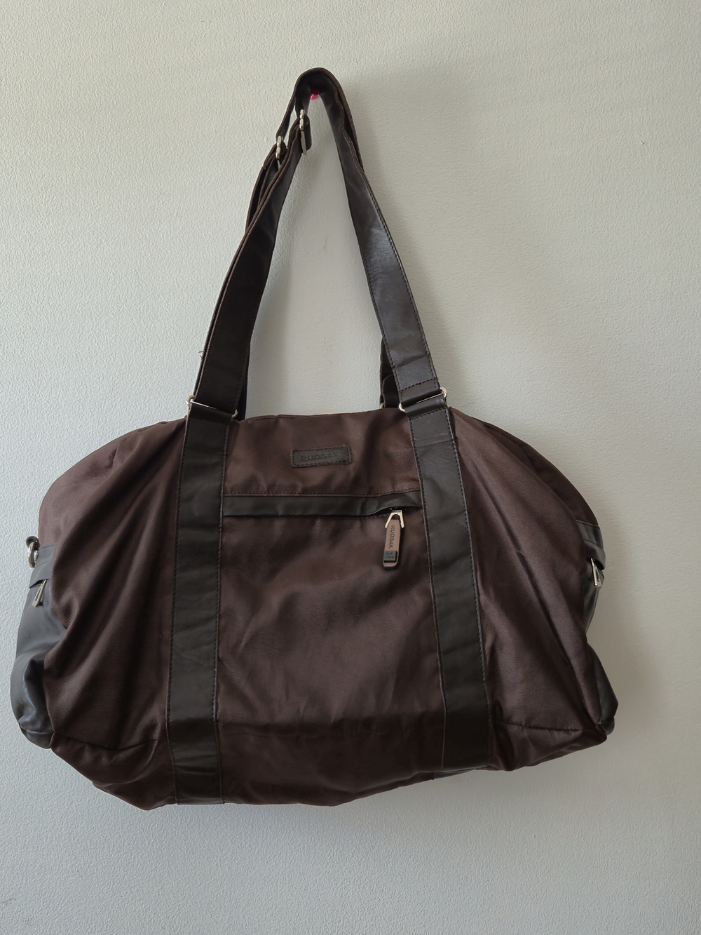 Rudsak Brown Leather Nylon Weekender Duffel Bag, Unisex